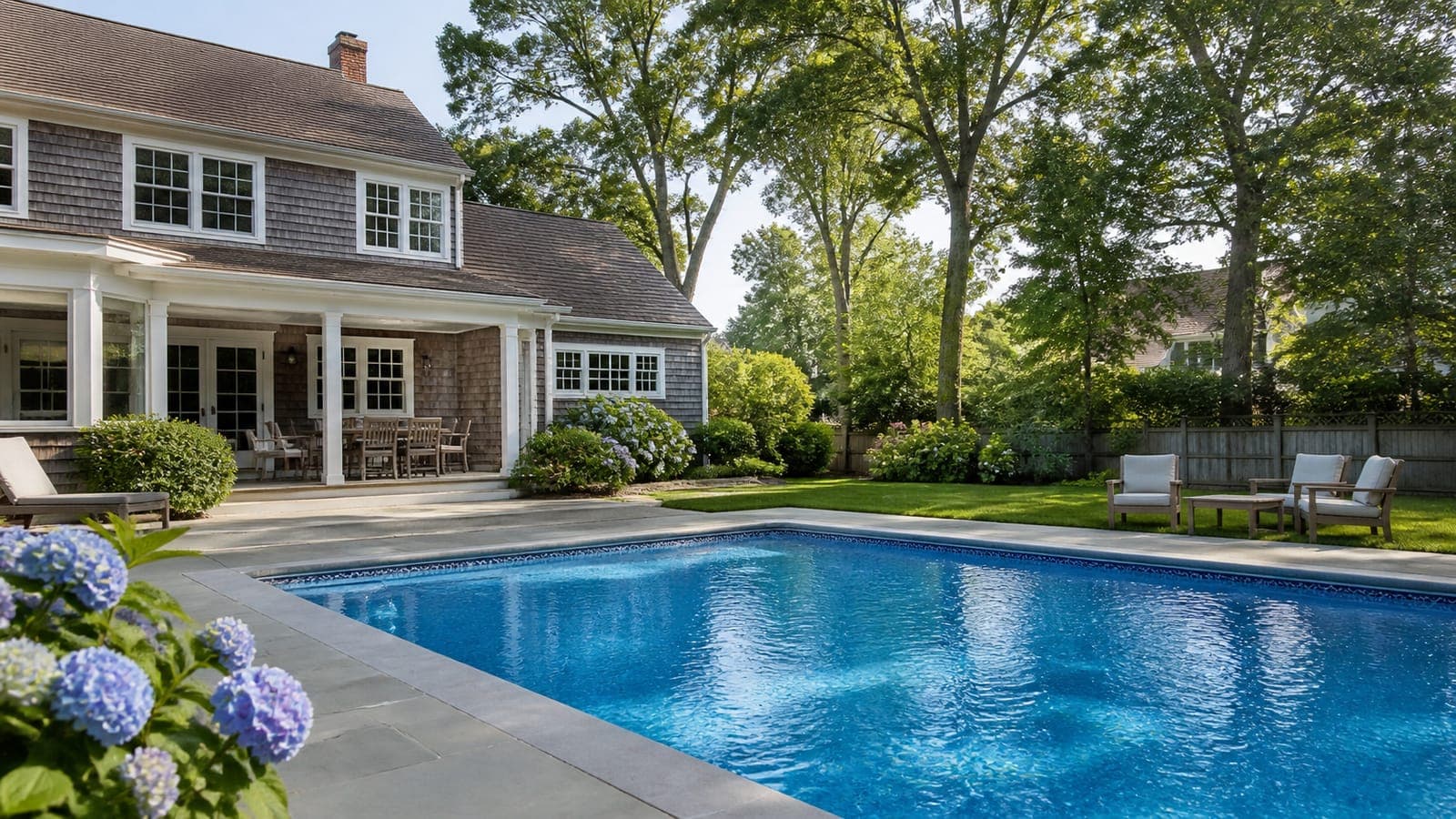 Bright residential pool ready for summer